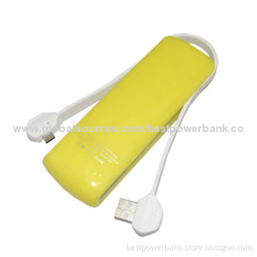New Arrival Colorful Detachable Built-in Cable Mobile Power Bank with 4,500mAh Capacity